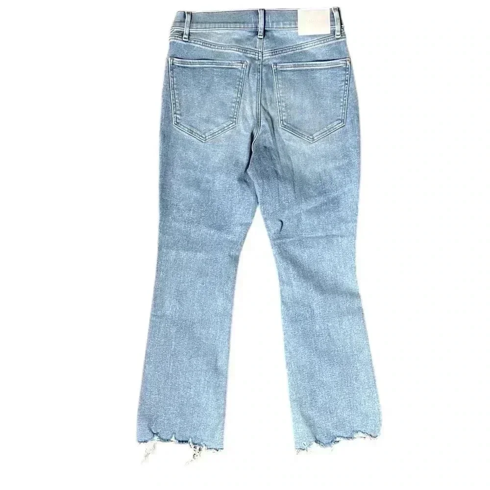 Express Light Wash Cropped Distressed High Rise Jeans Size 10 - Picture 2 of 8
